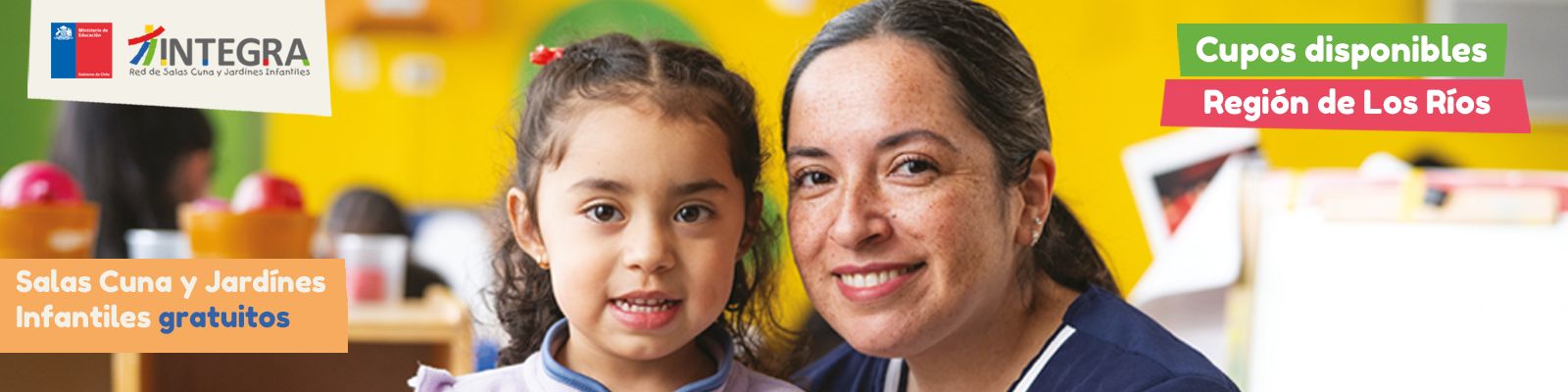 Fundación Integra · Cupos disponibles · Región de Los Ríos · Salas cuna y jardines infantiles gratuitos