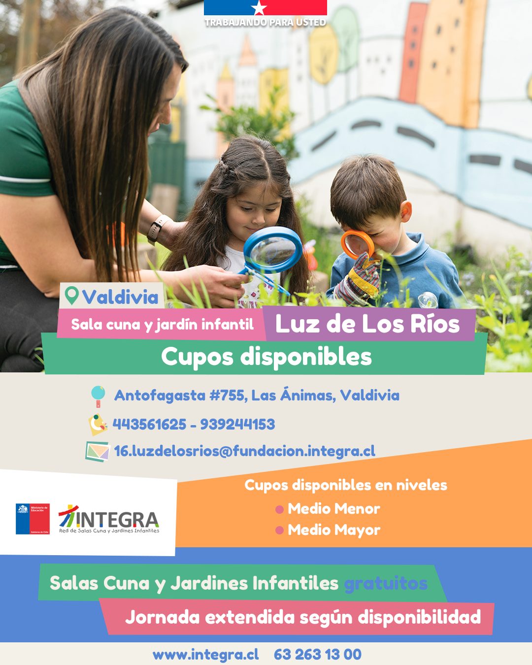 Fundación Integra: salas cuna y jardines infantiles gratuitos en la Región de Los Ríos